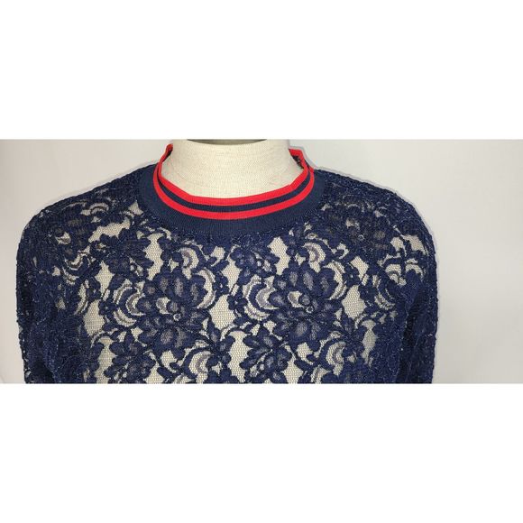 Slate & Willow Women's Blue Lace Sweater Size S - Picture 4 of 5